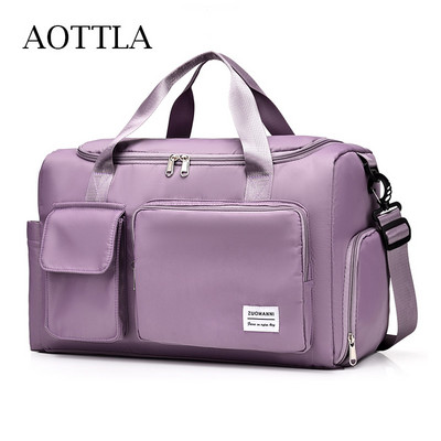 AOTTLA ceļojumu soma Bagāžas rokassoma Sieviešu plecu soma Lielas ietilpības vīriešu ūdensnecaurlaidīga neilona sporta vingrošanas soma Sieviešu Crossbody soma