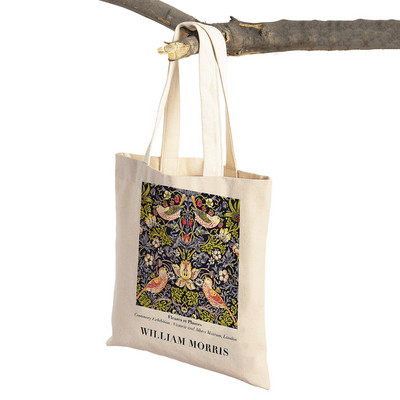 Viljama Morisa tulpju lilija ziedu vintage rokassomiņa salokāma auduma iepirkumu soma Harajuku stila audekls, sieviešu iepirkumu somas