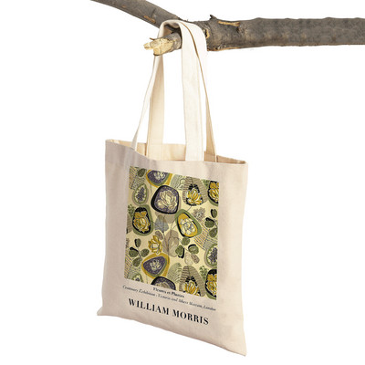 Viljama Morisa tulpju lilija ziedu vintage rokassomiņa salokāma auduma iepirkumu soma Harajuku stila audekls, sieviešu iepirkumu somas