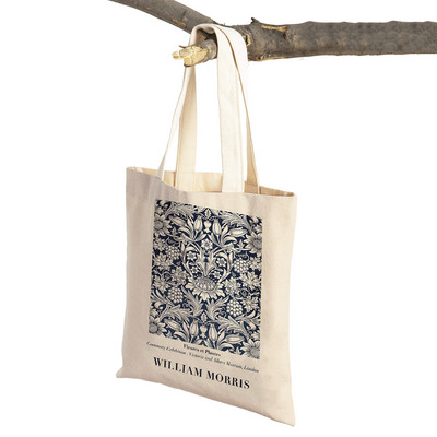 Viljama Morisa tulpju lilija ziedu vintage rokassomiņa salokāma auduma iepirkumu soma Harajuku stila audekls, sieviešu iepirkumu somas