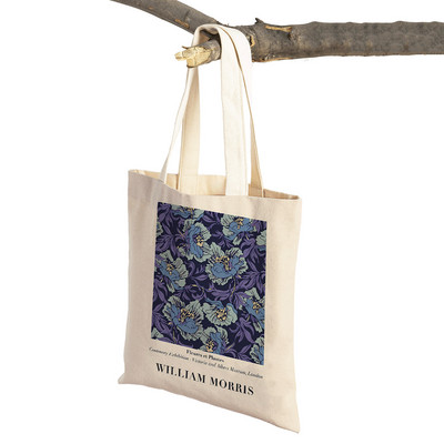 Viljama Morisa tulpju lilija ziedu vintage rokassomiņa salokāma auduma iepirkumu soma Harajuku stila audekls, sieviešu iepirkumu somas