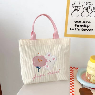 Χαριτωμένο λουλούδι κοτλέ τσάντα πάνινη τσάντα μεγάλης χωρητικότητας έξω από ψώνια Μεταφέροντας μικρή τσάντα για εργασία