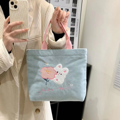 Χαριτωμένο λουλούδι κοτλέ τσάντα πάνινη τσάντα μεγάλης χωρητικότητας έξω από ψώνια Μεταφέροντας μικρή τσάντα για εργασία