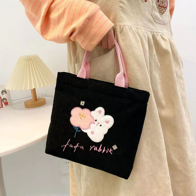 Χαριτωμένο λουλούδι κοτλέ τσάντα πάνινη τσάντα μεγάλης χωρητικότητας έξω από ψώνια Μεταφέροντας μικρή τσάντα για εργασία