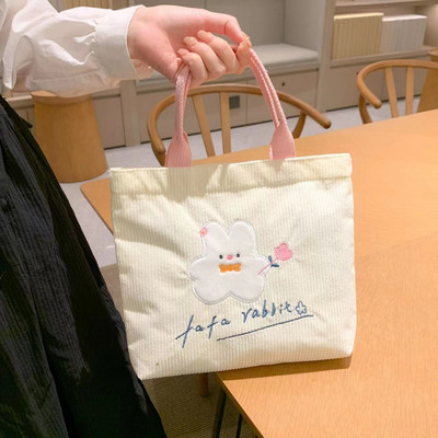 Χαριτωμένο λουλούδι κοτλέ τσάντα πάνινη τσάντα μεγάλης χωρητικότητας έξω από ψώνια Μεταφέροντας μικρή τσάντα για εργασία