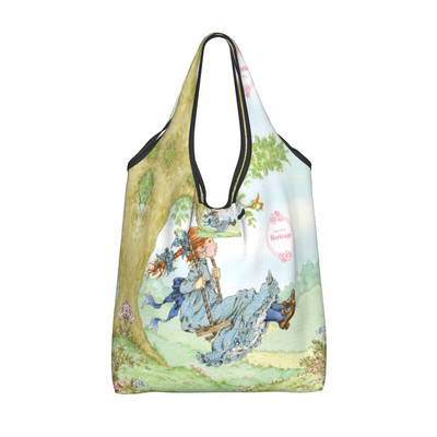 Sarah Kay Djevojka Velike torbe za višekratnu kupovinu koje se mogu prati, slatke torbe za namirnice iz seoskog života 50 lb Heavy Duty Lagane torbe