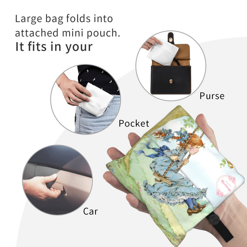 Sarah Kay Djevojka Velike torbe za višekratnu kupovinu koje se mogu prati, slatke torbe za namirnice iz seoskog života 50 lb Heavy Duty Lagane torbe