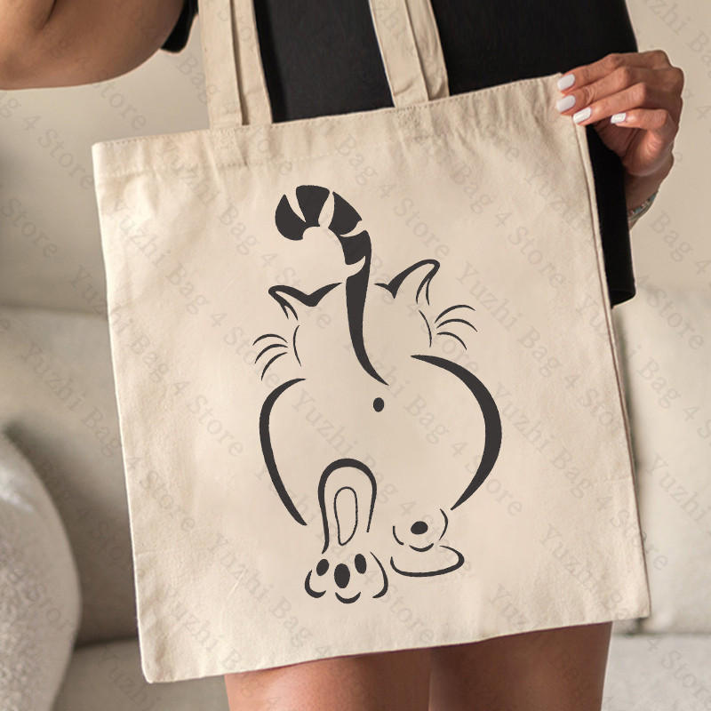 Jauki kaķi Bagāžas soma Kaķi Bagāžas somas Audekls Bagāžas somas Sievietēm Lielas ietilpības Iepirkumu somas Plecu soma