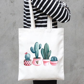 Cactus Plant tote bag Γυναικείες τσάντες καμβά τσάντες αγορών Τσάντα ταξιδιού Τσάντα χειρός Γραφική χαριτωμένη πτυσσόμενη τσάντα μεγάλης χωρητικότητας