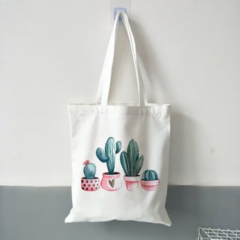 Cactus Plant tote bag Γυναικείες τσάντες καμβά τσάντες αγορών Τσάντα ταξιδιού Τσάντα χειρός Γραφική χαριτωμένη πτυσσόμενη τσάντα μεγάλης χωρητικότητας