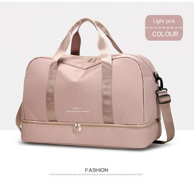 Liela ceļojumu rokassomiņa Neilona Jauna Bagāža Crossbody Storage Sieviešu modes tualetes piederumu organizators Sausā mitrā atdalīšana Ceļojumu somas