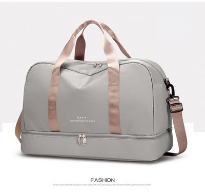 Liela ceļojumu rokassomiņa Neilona Jauna Bagāža Crossbody Storage Sieviešu modes tualetes piederumu organizators Sausā mitrā atdalīšana Ceļojumu somas