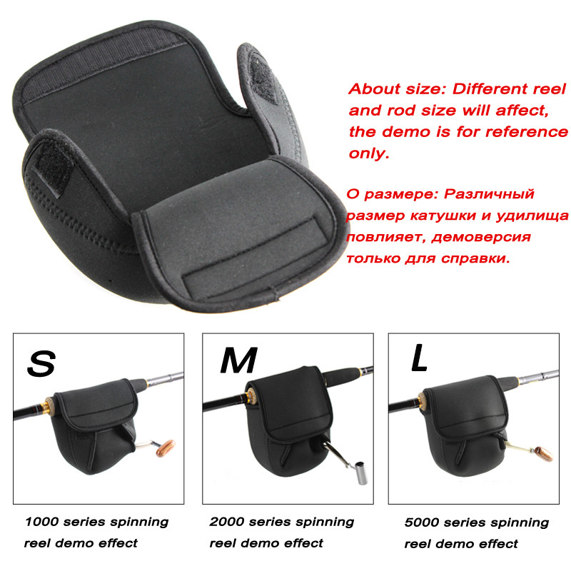 S/M/L makšķerēšanas soma vērpšanas makšķerēšanas spoles pārsegs Neoprēna riteņa aizsargvāciņš Ūdensizturīgs spoles maiss Uzglabāšana Makšķerēšanas piederumi