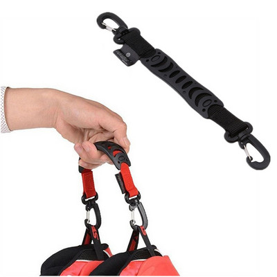 Nailono slidinėjimo lazdos pečių rankenos laikiklis blakstienų rankenos dirželiai reguliuojami kabliuko kilpa, apsauganti juodą nailoninį slidžių rankenos dirželio krepšį