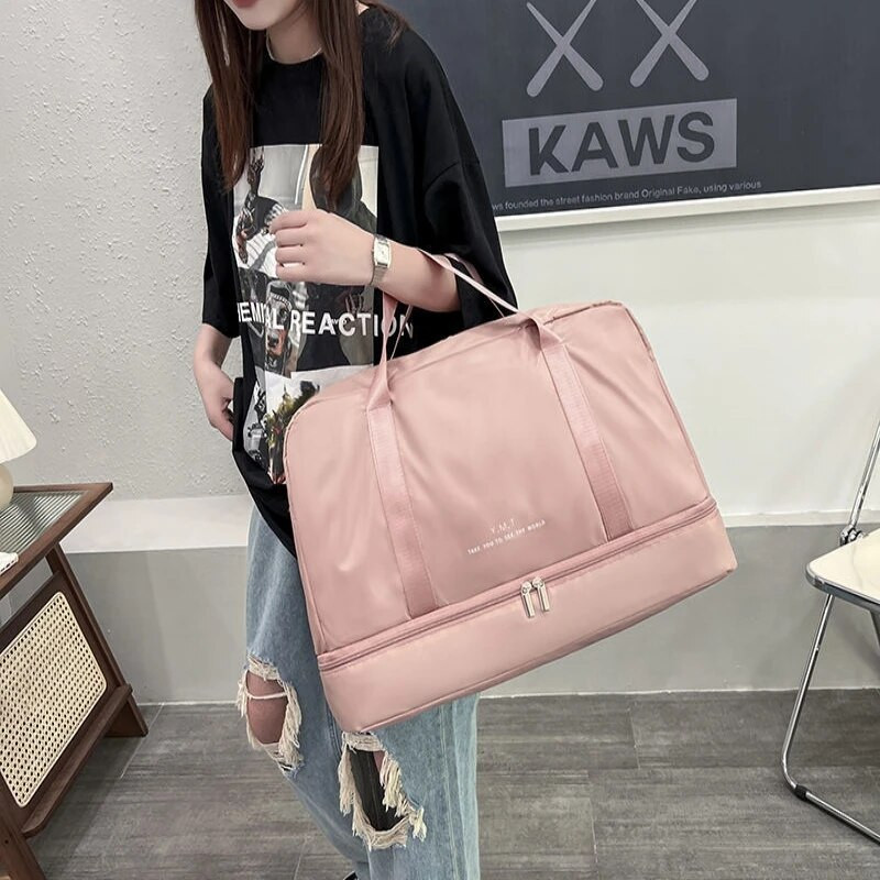 Vodootporna putna torba za teretanu Weekender za nošenje preko noći za žene s mokrim džepom na rukavima za kolica