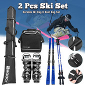 Divdaļīga slēpju soma un zābaku soma Polsterēta ūdensnecaurlaidīga slēpju glabāšanas soma Travel Fit slēpēm līdz 200 cm un zābaku ceļojumu komplekts pieaugušajiem