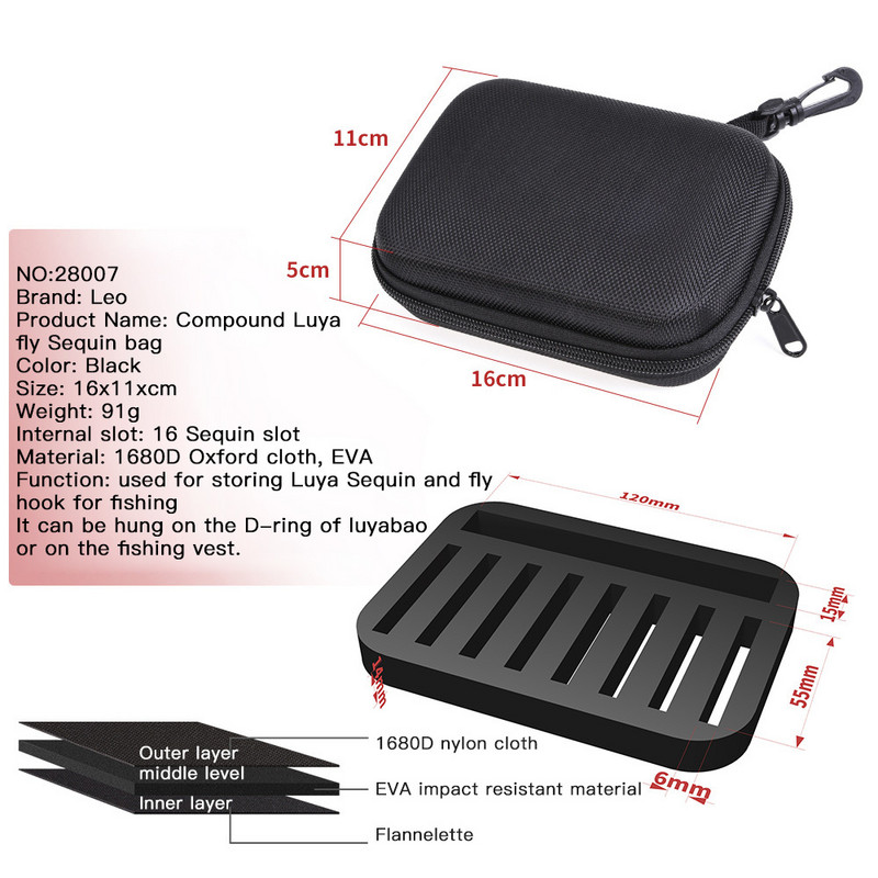 Momeală portabilă pentru pescuit cu muscă Spinner Linguriță Momeală Cutie de spumă Păstrăv Muște Cârlig de pește Cârlig de pește Hard EVA Carcasă de depozitare Container Bag FH07