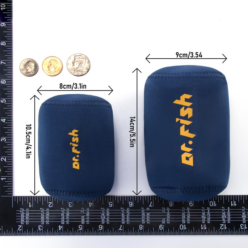 2gab Fishing Baitcasting Reel Bag Cover Aizsargmaciņa Makšķerēšanas maisiņš Iepakojuma glabāšana Parastā liešanas spoles velcēšanas spole