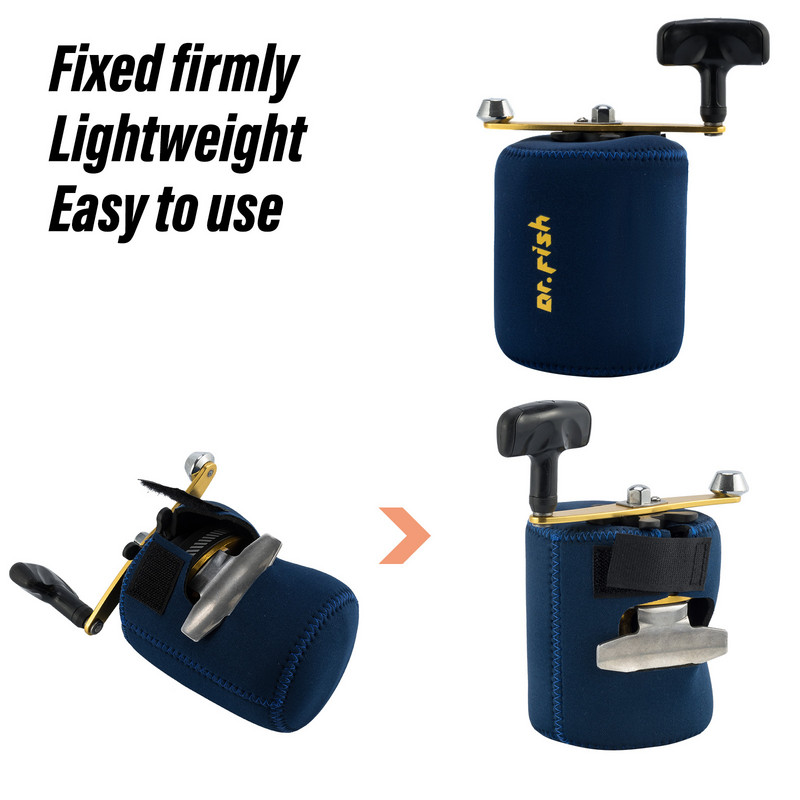 2gab Fishing Baitcasting Reel Bag Cover Aizsargmaciņa Makšķerēšanas maisiņš Iepakojuma glabāšana Parastā liešanas spoles velcēšanas spole