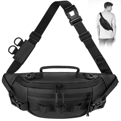 1 gab Fanny makšķerēšanas soma 11,8 collu ūdensnecaurlaidīga, pret skrāpējumiem izturīga āra sporta makšķerēšanas soma Crossbody jostas soma Fanny Pack jostas soma