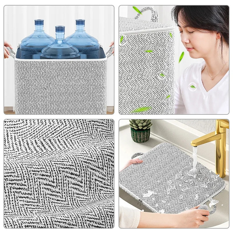 Segu tvertnes konteineri Auduma glabāšanas somas ar vākiem Houndstooth apģērbu organizētāji ar rokturi Skapis Skapis Vietas taupīšanas soma
