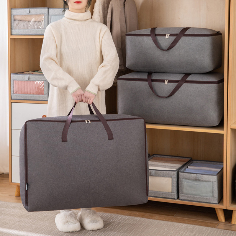 Apģērbu segas maisiņi konteineru organizatori ar rokturi Auduma glabāšanas somas ar vākiem guļamistabas skapim drēbju skapim