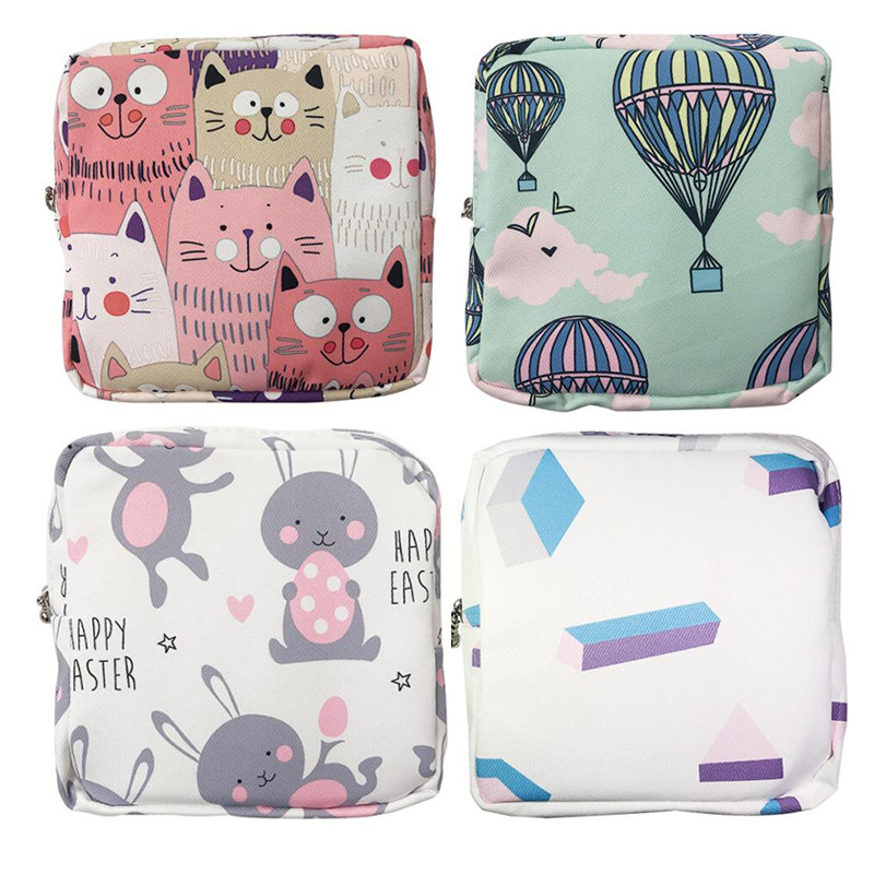 Sieviešu higiēnas salvešu tamponu uzglabāšanas soma Jauki higiēniskās paketes maisiņi Pārnēsājami kosmētikas lūpu krāsas atslēgas austiņu datu kabeļi