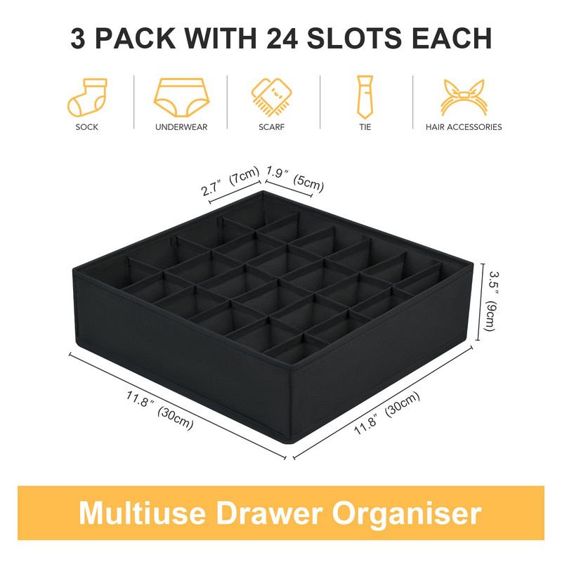 24 Režģa neaustas zeķes Biksītes Apakšveļas Uzglabāšanas Kaste Saliekamas Jostu Saites Organizatori Kaste Garderobes Skapja Dalītāju Kastes