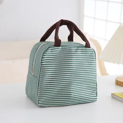 Stripe naiste laste lõunakotid veekindlad isoleeritud piknikutoidud hoiukonteiner Käekott Termiline lõunakarp jahutuskotid