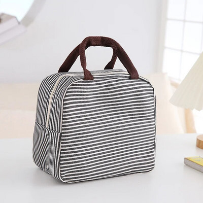 Stripe naiste laste lõunakotid veekindlad isoleeritud piknikutoidud hoiukonteiner Käekott Termiline lõunakarp jahutuskotid