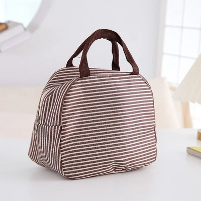 Stripe naiste laste lõunakotid veekindlad isoleeritud piknikutoidud hoiukonteiner Käekott Termiline lõunakarp jahutuskotid
