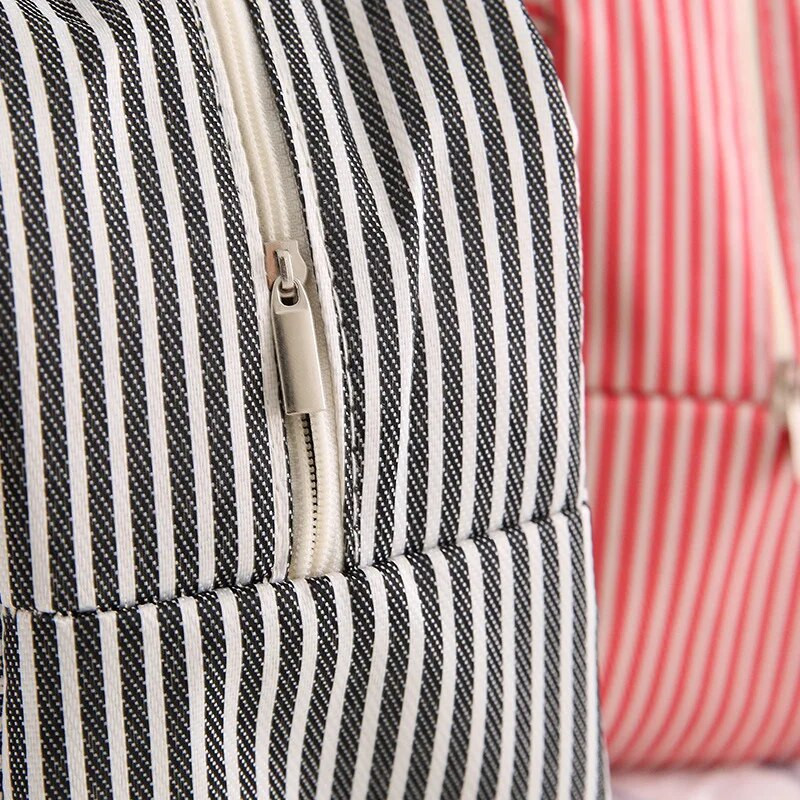 Stripe naiste laste lõunakotid veekindlad isoleeritud piknikutoidud hoiukonteiner Käekott Termiline lõunakarp jahutuskotid