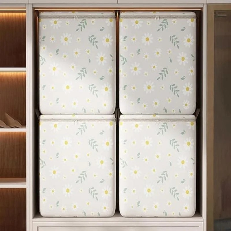 1Gb Karikatūras margrietiņu raksta glabāšanas kaste Lielas ietilpības rāvējslēdzēja organizators Daudzpusīgs putekļu necaurlaidīgs konteiners, apģērbu uzglabāšanas soma