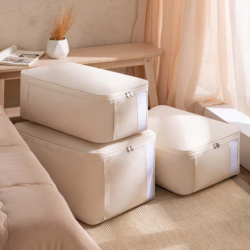 Liela sabiezināta segas soma Oksforda salokāmi uzglabāšanas maisiņi segas apģērbi organizators skapis ceļojumu pārvietošanās somas rāvējslēdzējs atvērts