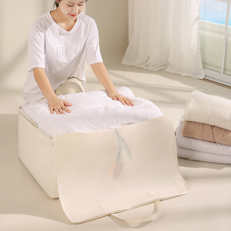 Liela sabiezināta segas soma Oksforda salokāmi uzglabāšanas maisiņi segas apģērbi organizators skapis ceļojumu pārvietošanās somas rāvējslēdzējs atvērts