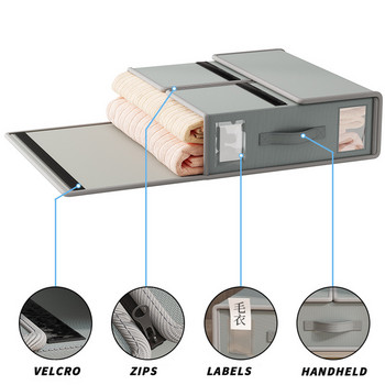 Креативна кутия за съхранение на чаршафи Плат за дрехи Органайзер от 4 части Гардероб Одеяло Калъфка за юрган Кутия за съхранение от нетъкан текстил