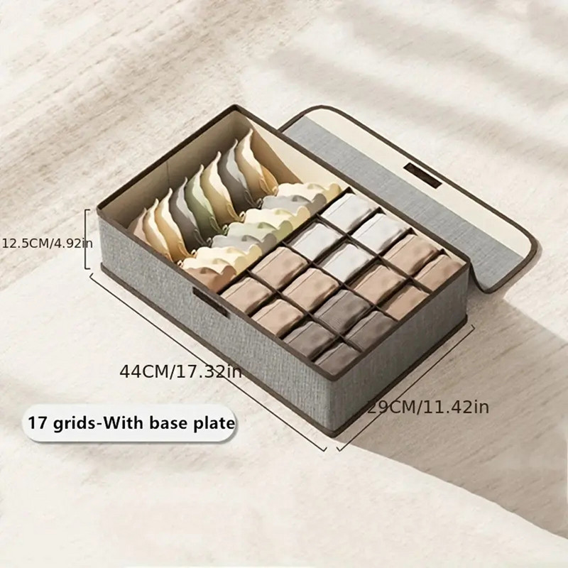 Cutie de depozitare pentru șosete și lenjerie de corp cu 17 sertar cu capac, compartiment de depozitare separat în stil trei într-un sertar
