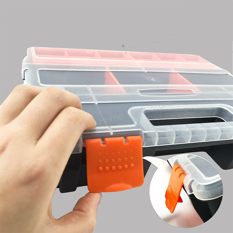 Cutie de organizare cu șuruburi de stivuire Cutie de scule Cutie portabilă de unelte din plastic transparent Cutie de depozitare Valisă de garaj pentru unelte