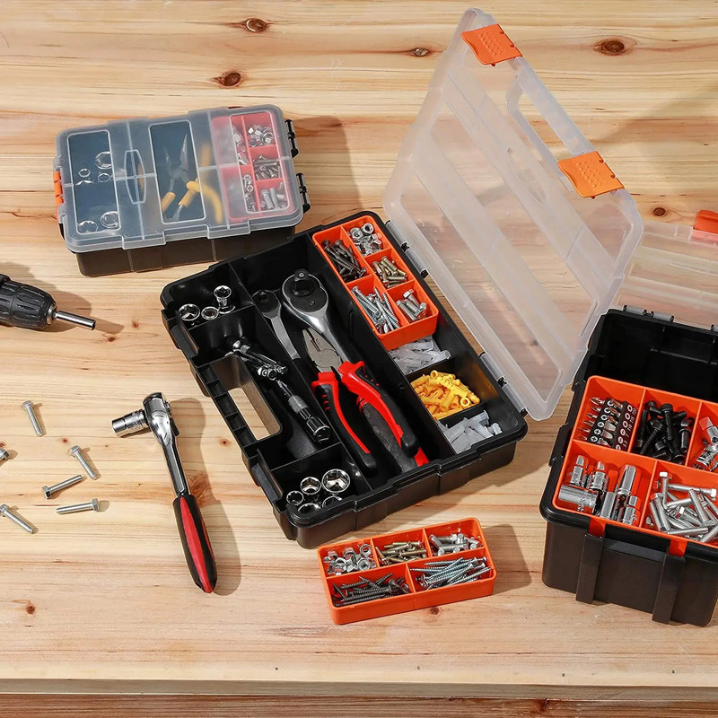 Plastmasas instrumentu kastes organizatora kastīte gabalu kaste Grage instrumenti organizatora aparatūras nodalījums mazo detaļu kaste plastmasas glabāšanas kaste