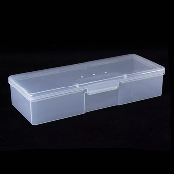 1/4/6/12Pcs Πλαστικά Nail Art Storage Boxes Διάφανα ροζ ορθογώνιο Organizer Δοχεία Θήκη Αξεσουάρ νυχιών Κουτιά προβολής