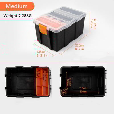 Kutija za alat ABS plastična kutija za pohranu vijaka Kutija za prijenosne dijelove Metalni dijelovi Hardver Alat Odvijač Kutija s alatom za popravak automobila