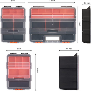 Кутия за инструменти с много решетки Органайзер Комплект за съхранение на хардуер Кутия с инструменти Преносими инструменти Органайзер Домашно съхранение Гараж Работилница Калъф за инструменти