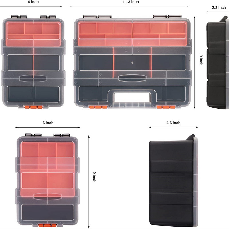 Vairāku režģu rīku kastes organizatora komplekts Aparatūras glabāšanas rīklodziņš Portatīvie rīki Organizators Mājsaimniecības glabātuve Garāža Darbnīcas instrumentu futrālis