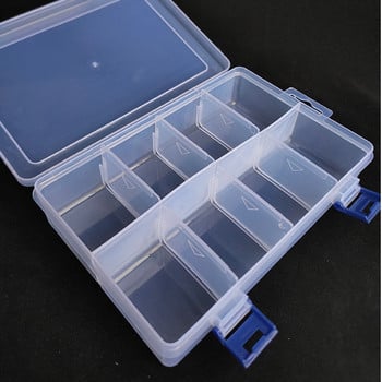 Прозрачна пластмасова кутия за съхранение, регулируема 8 решетки, отделение, винт, контейнер, органайзер, кутия за обеци, бижута, мъниста, винт за съхранение