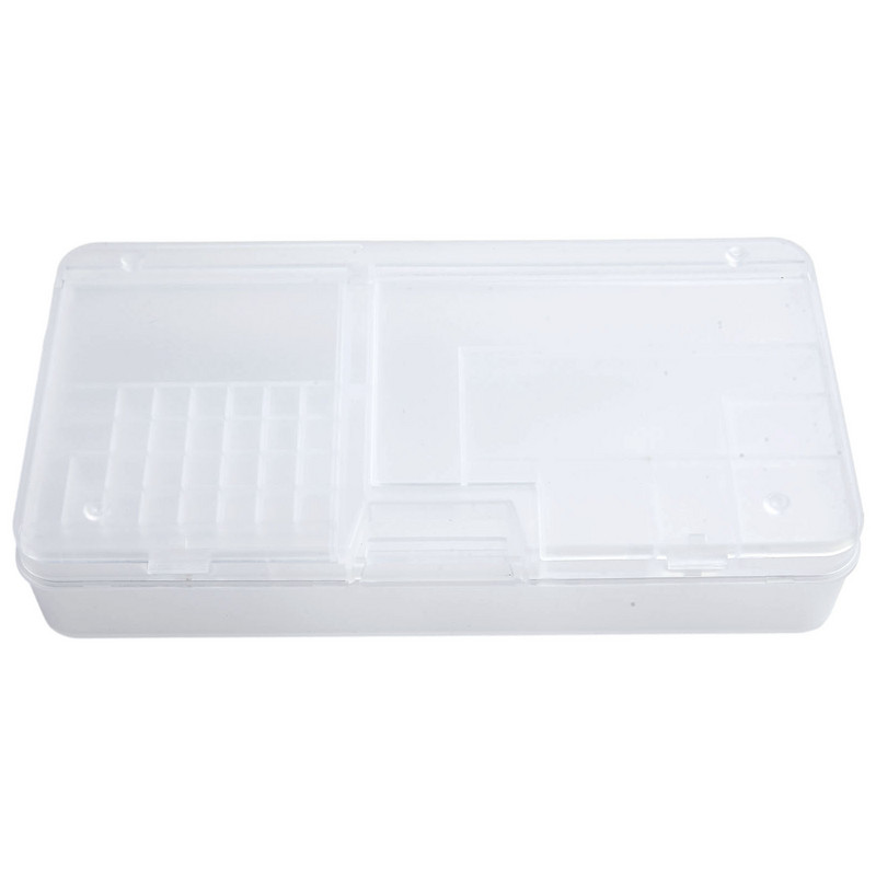 1x caurspīdīga taisnstūra plastmasas uzglabāšanas kaste, skrūvju turētāja futrālis organizatora konteinera instrumentu kaste, kas paredzēta viedtālruņa remontam