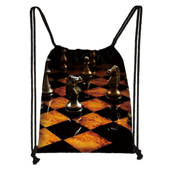 Cute Chess Print Drawstring Τσάντα Chess Player Game Backpacks Τσάντες αποθήκευσης μεγάλης χωρητικότητας για θήκη για παπούτσια ταξιδιού Teenager Daypack