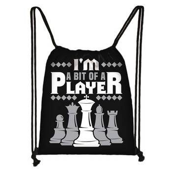 Cute Chess Print Drawstring Τσάντα Chess Player Game Backpacks Τσάντες αποθήκευσης μεγάλης χωρητικότητας για θήκη για παπούτσια ταξιδιού Teenager Daypack