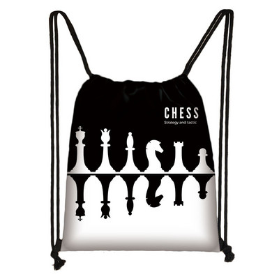 Jauki šaha drukas virknes soma Šaha atskaņotāja spēļu mugursomas Lielas ietilpības glabāšanas somas ceļojumu apavu turētājam pusaudžu dienassoma