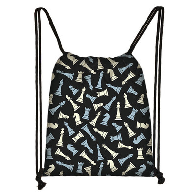 Jauki šaha drukas virknes soma Šaha atskaņotāja spēļu mugursomas Lielas ietilpības glabāšanas somas ceļojumu apavu turētājam pusaudžu dienassoma