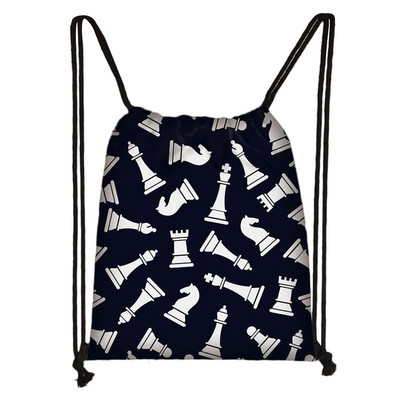 Jauki šaha drukas virknes soma Šaha atskaņotāja spēļu mugursomas Lielas ietilpības glabāšanas somas ceļojumu apavu turētājam pusaudžu dienassoma